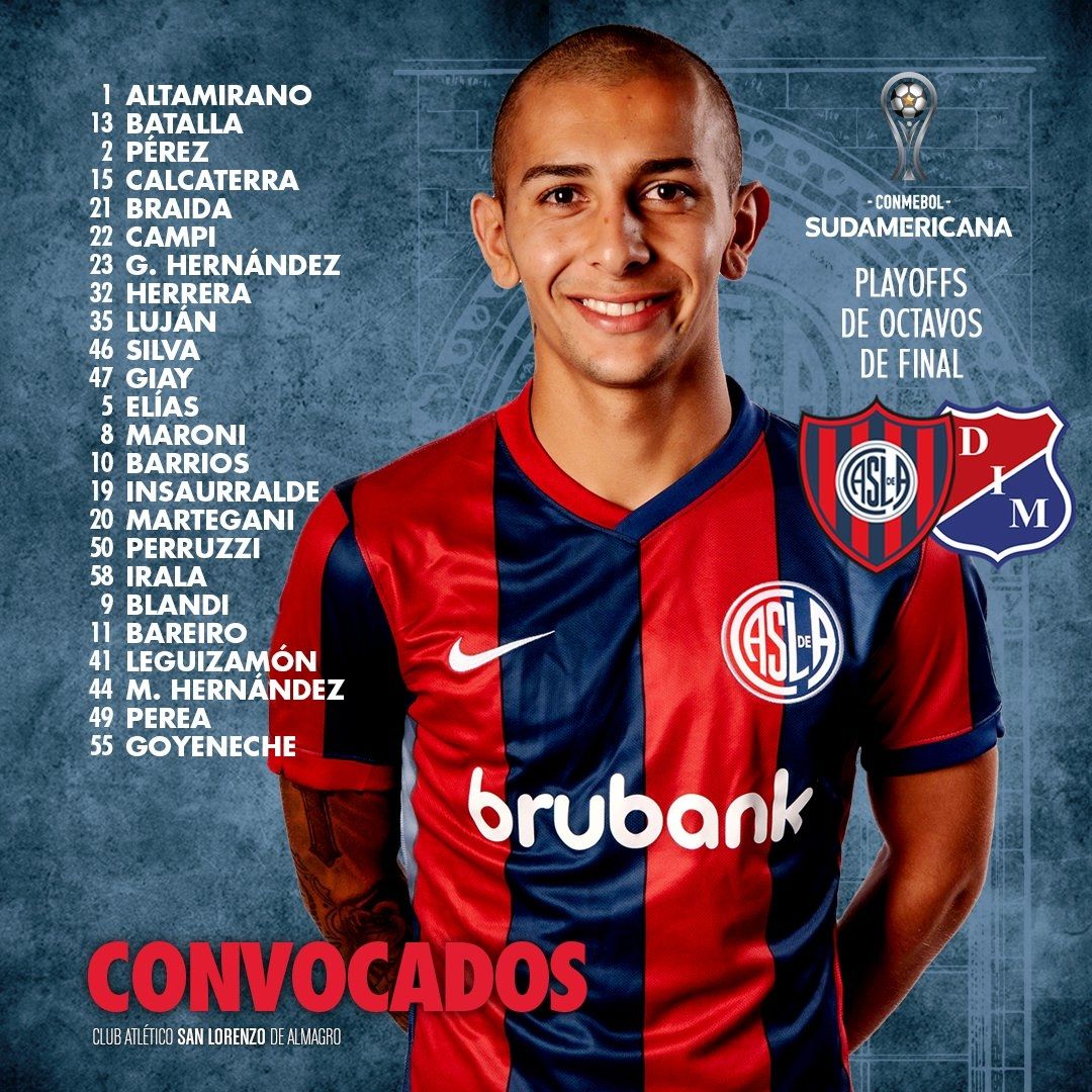 Convocados San Lorenzo Independiente Medellin Copa Sudamericana 2023
