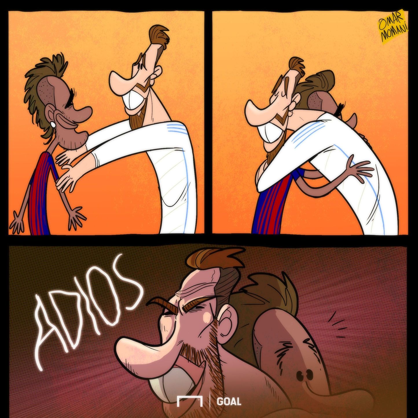 Sergio Ramos goodbye to Neymar cartoon