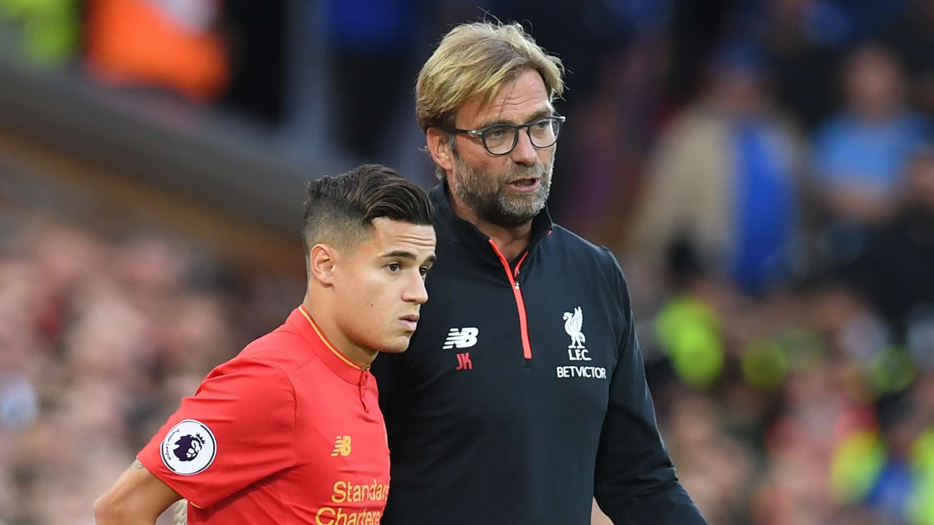 Philippe Coutinho and Jurgen Klopp Liverpool Premier League 09102016