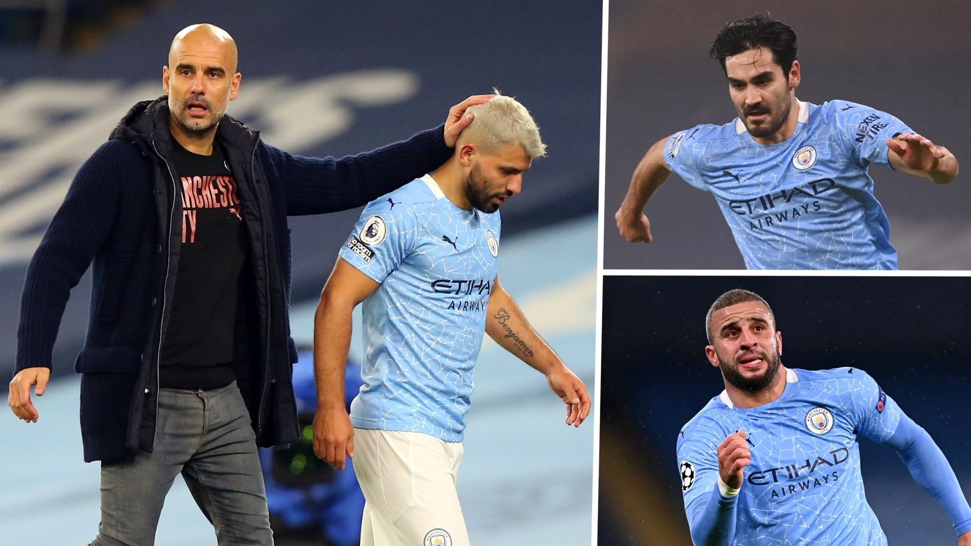 Pep Guardiola Sergio Aguero Kyle Walker Ilkay Gundogan Man City GFX