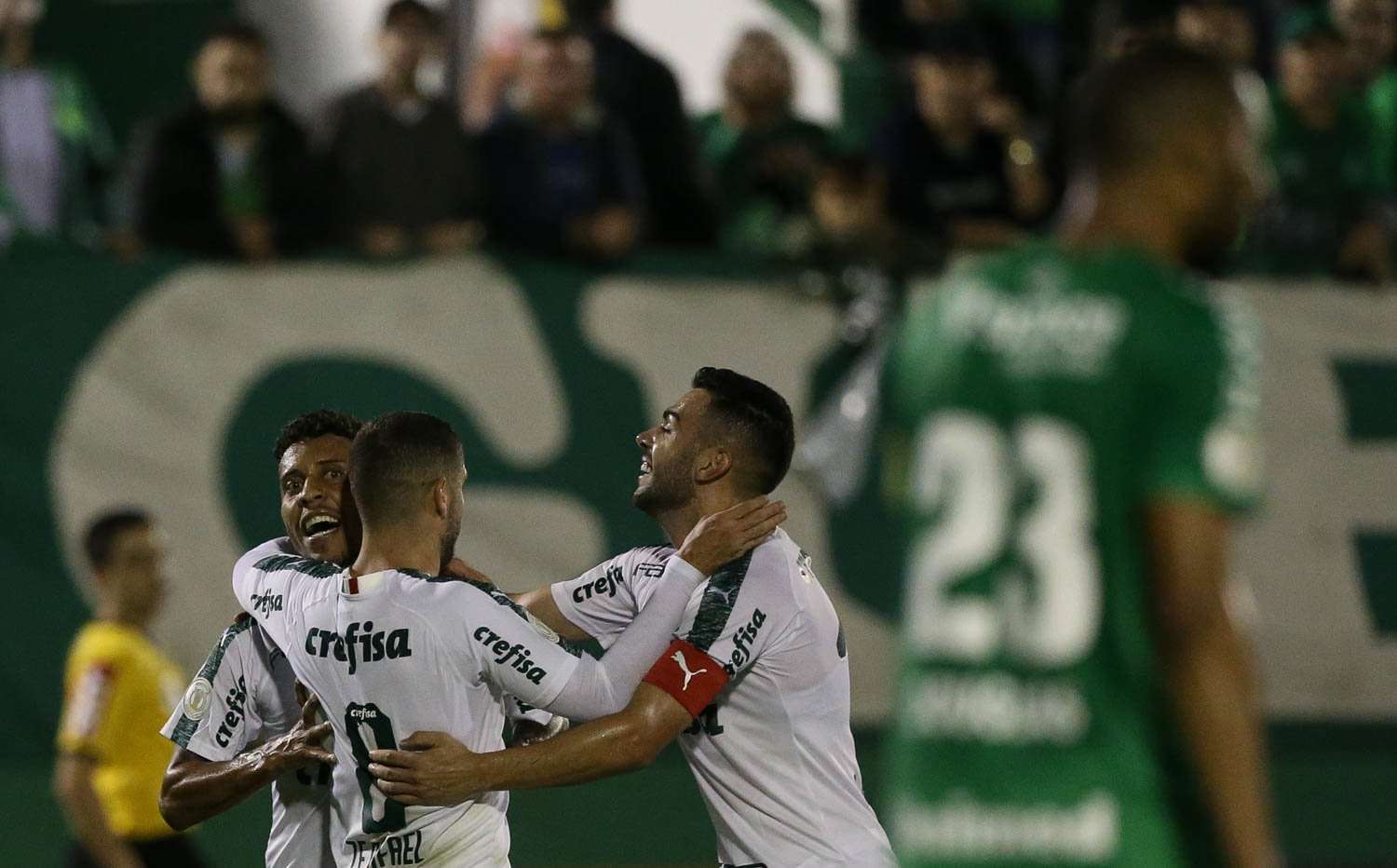 Marcos Rocha comemora gol do Palmeiras contra a Chapecoense
