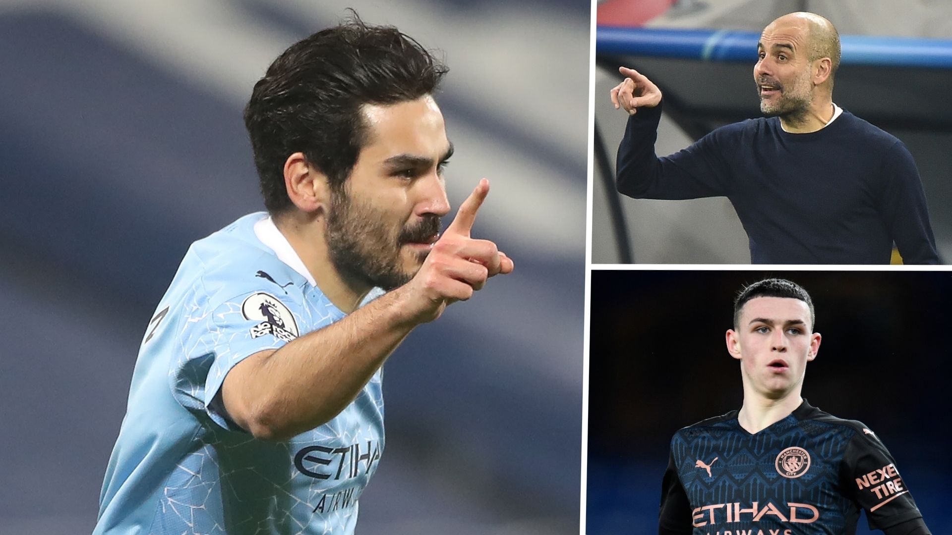 Ilkay Gundogan Pep Guardiola Phil Foden Manchester City GFX