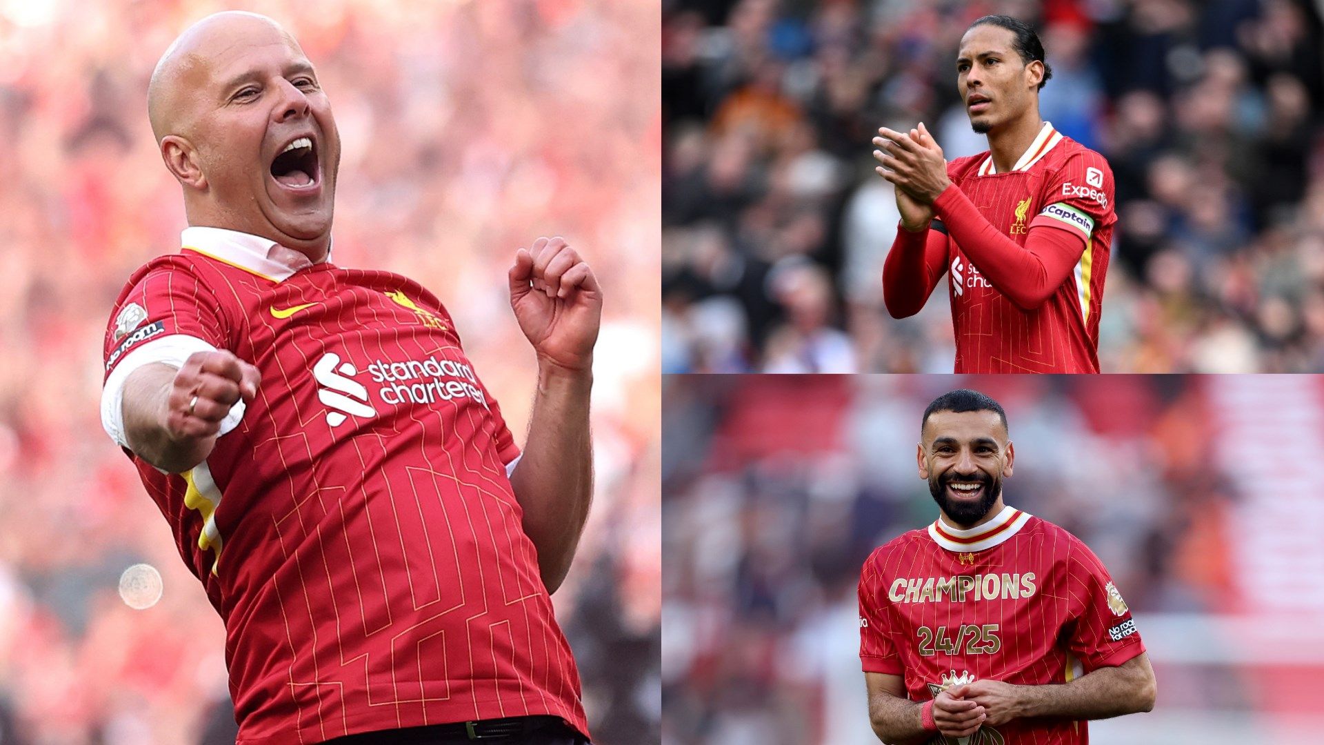 Arne Slot Mohamed Salah Virgil van Dijk Liverpool