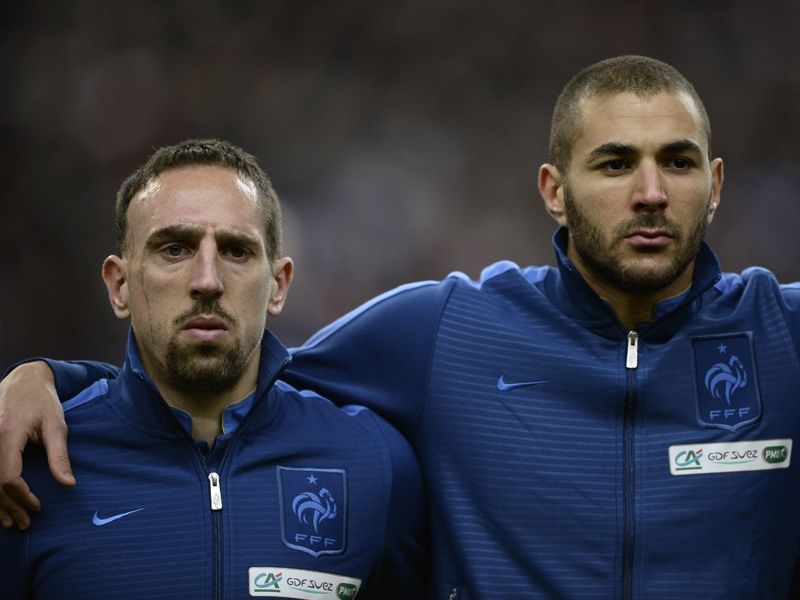 Karim Benzema Franck Ribery  France Ukraine  2014 World Cup qualifying play-off  1192013