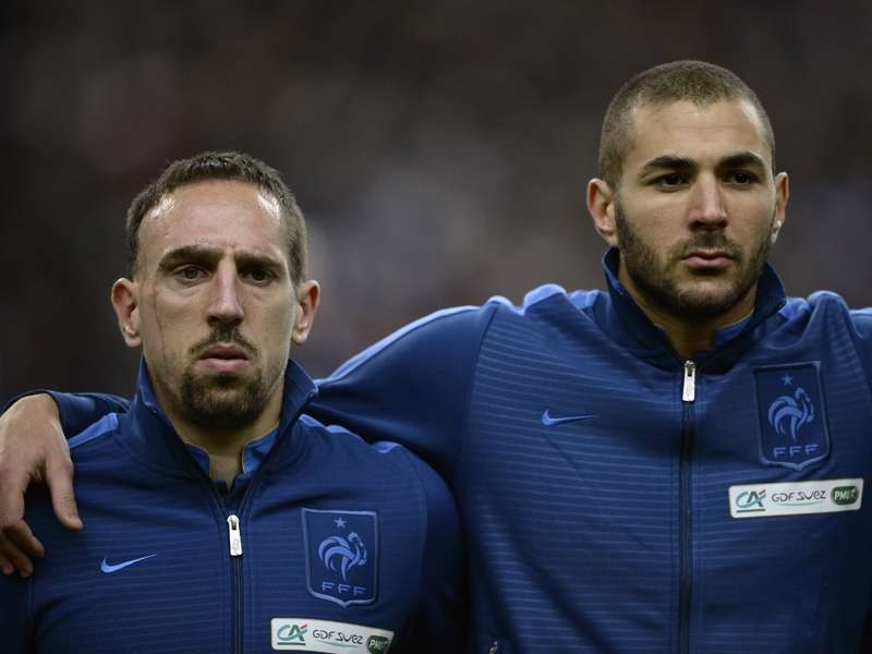 Karim Benzema Franck Ribery France Ukraine 2014 World Cup qualifying play-off 1192013