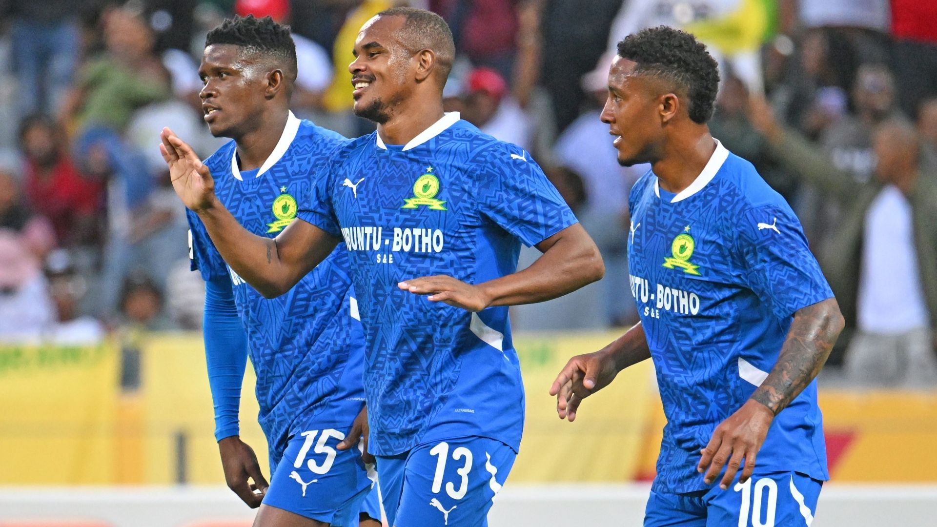 Bathusi Aubaas, Iqraam Rayners and Lucas Ribeiro, Mamelodi Sundowns