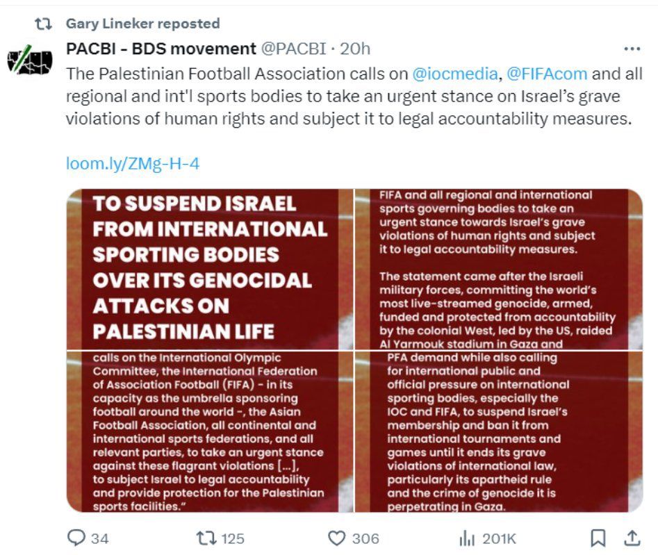 The X post Gary Lineker retweeted and then deleted