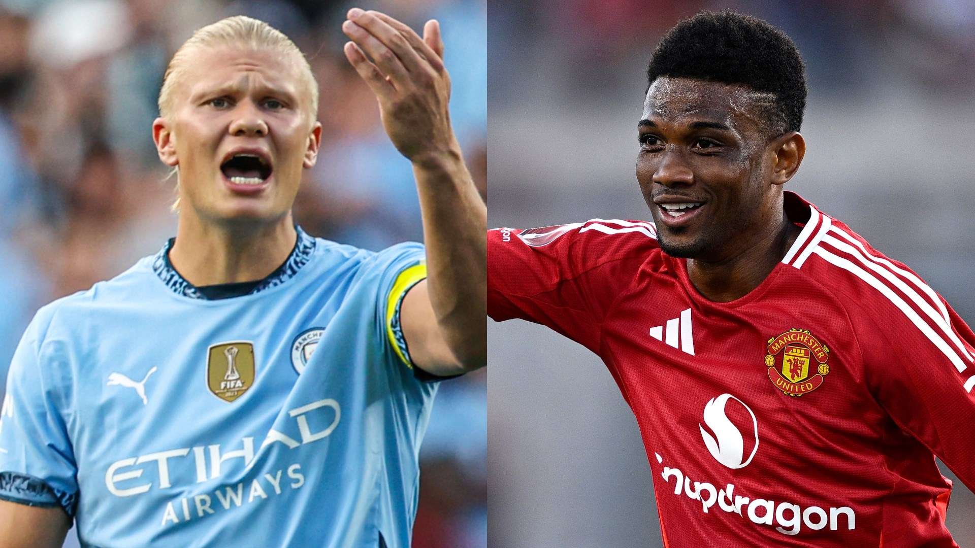 Erling Haaland Amad Diallo Man City Man Utd 2024-25