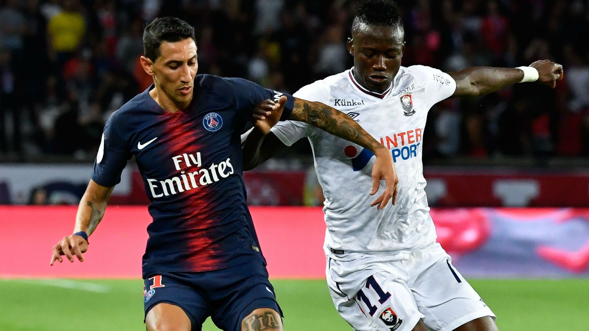 Angel Di Maria Casimir Ninga PSG Caen Ligue 1 12082018