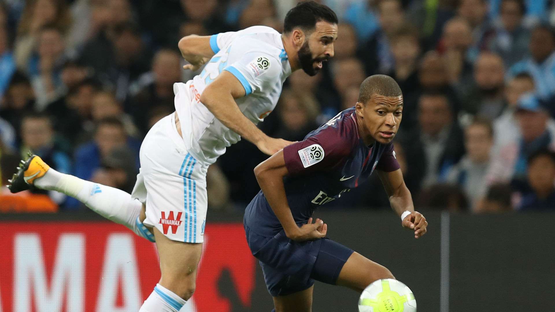 Kylian Mbappe Adil Rami Marseille PSG Ligue 1 22102017