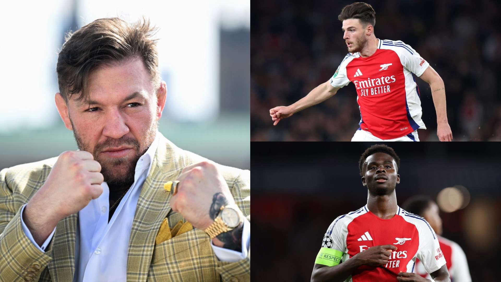Conor McGregor, Declan Rice, and Bukayo Saka
