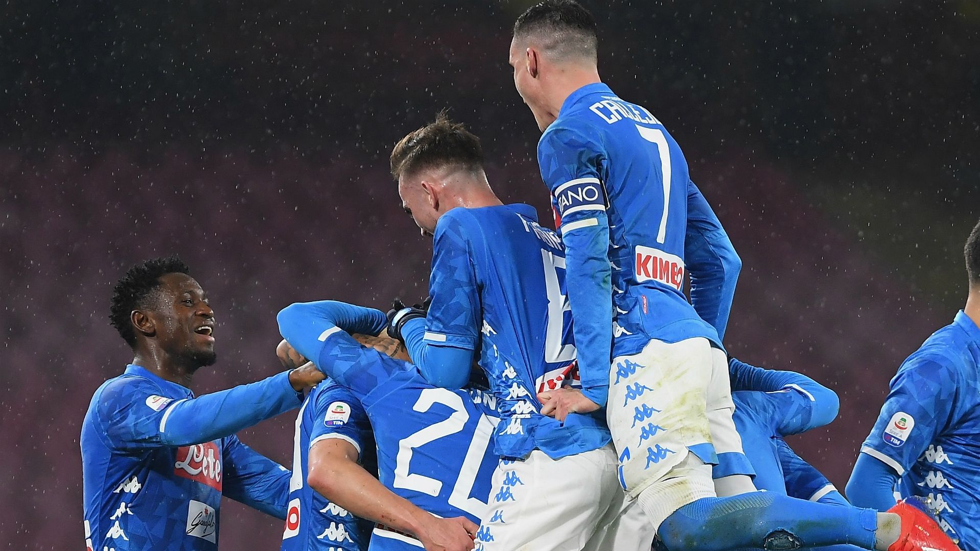 Napoli celebrating Napoli Lazio Serie A