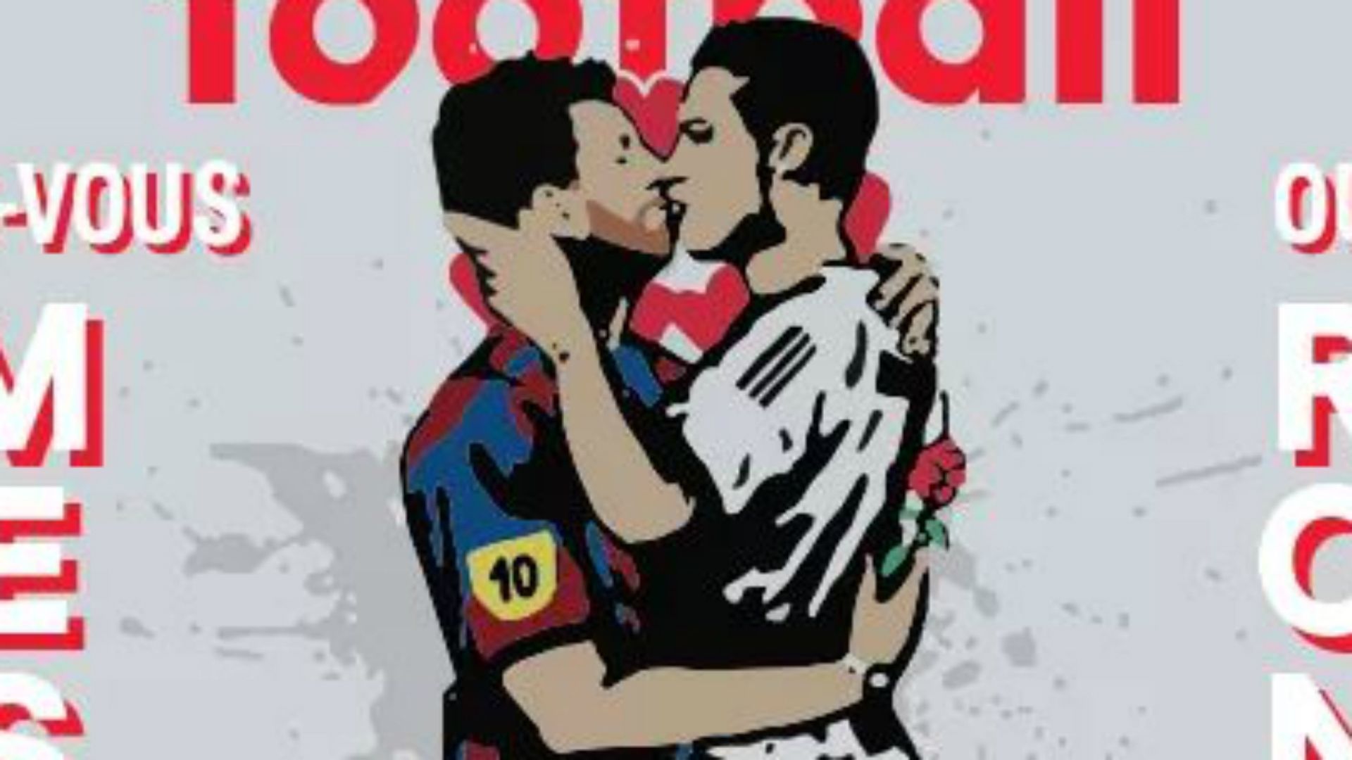 Cristiano Ronaldo Lionel Messi beijo France Football