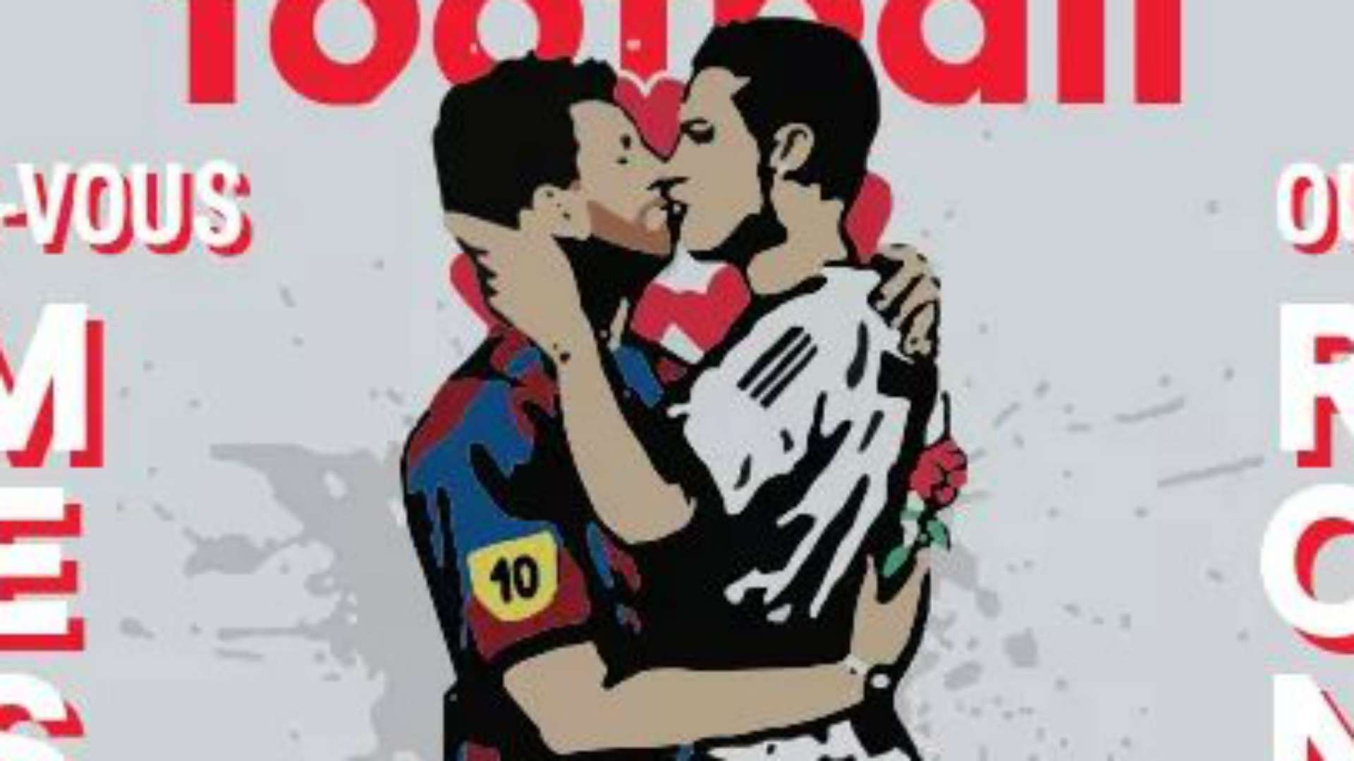 Cristiano Ronaldo Lionel Messi beijo France Football