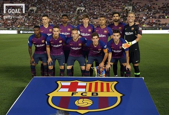 2018 인터내셔널 챔피언스컵 토트넘과의 1차전에 나선 바르셀로나의 베스트일레븐. 사진=게티이미지