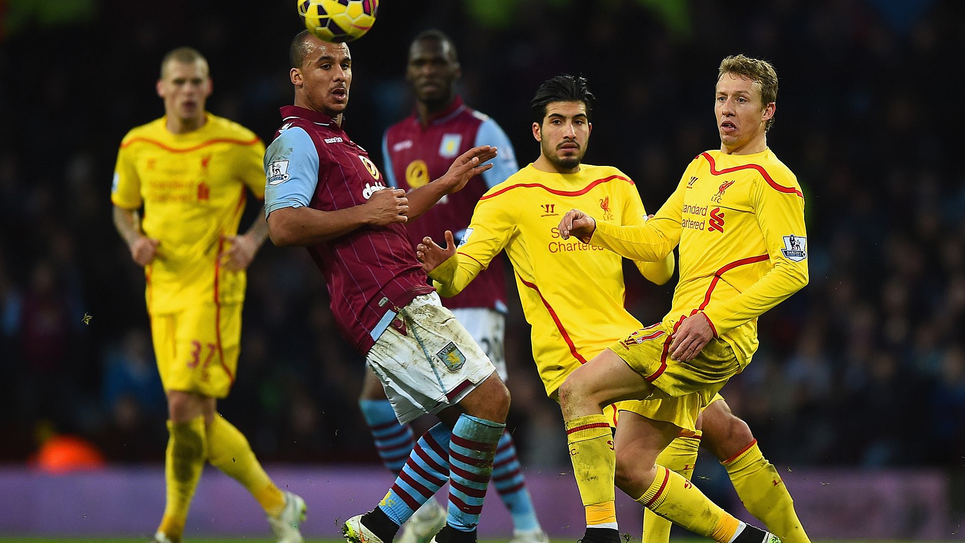 Aston Villa Gabriel Agbonlahor FC Liverpool Emre Can Lucas Leiva 01172015
