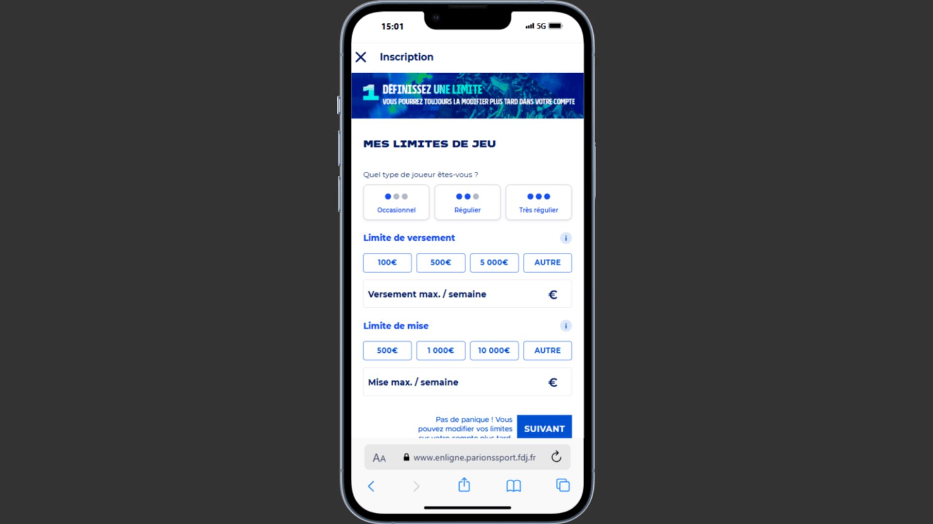 limites jeu parions sport