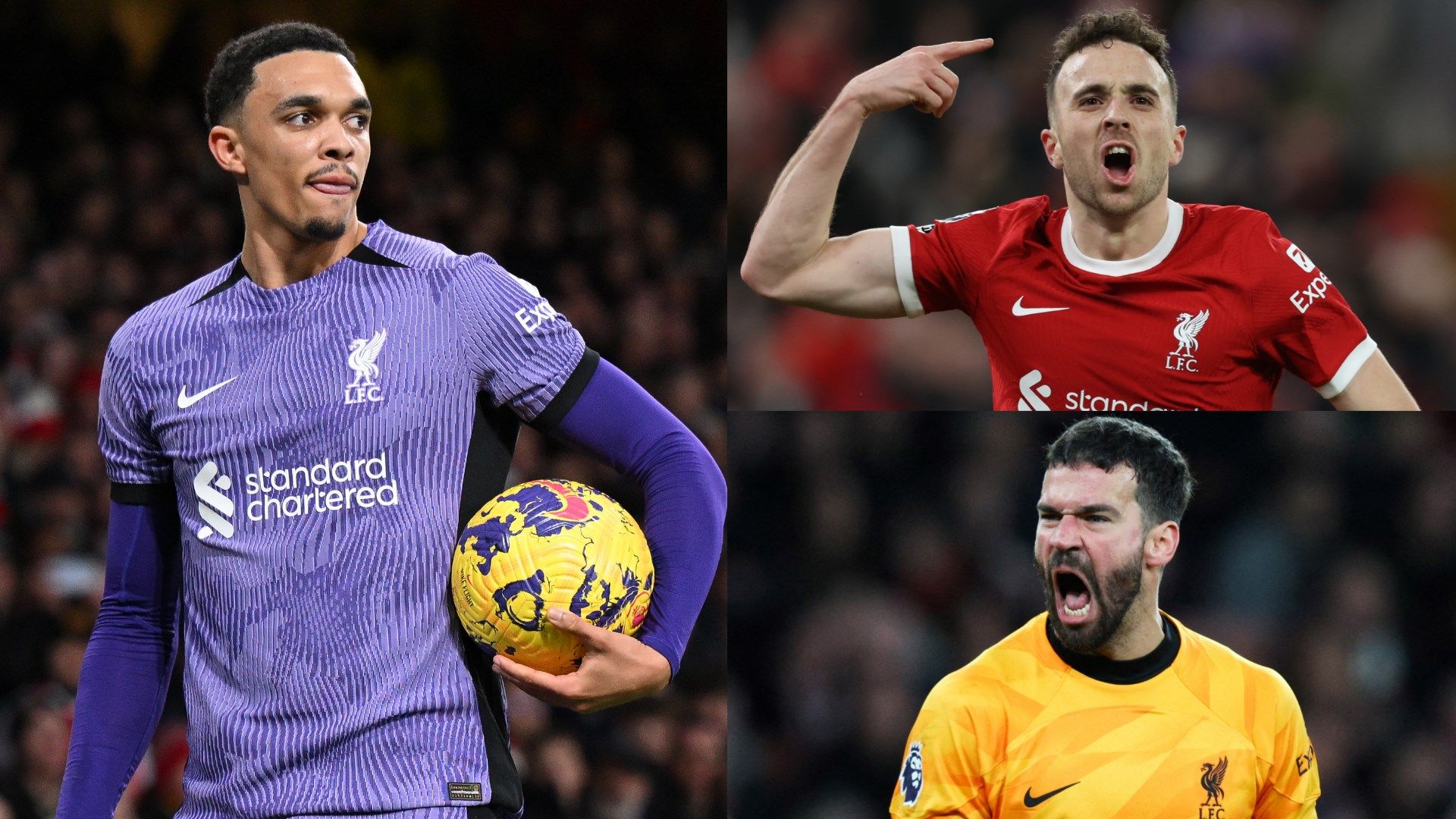 Trent Alexander-Arnold Diogo Jota Alisson Liverpool injuries GFX