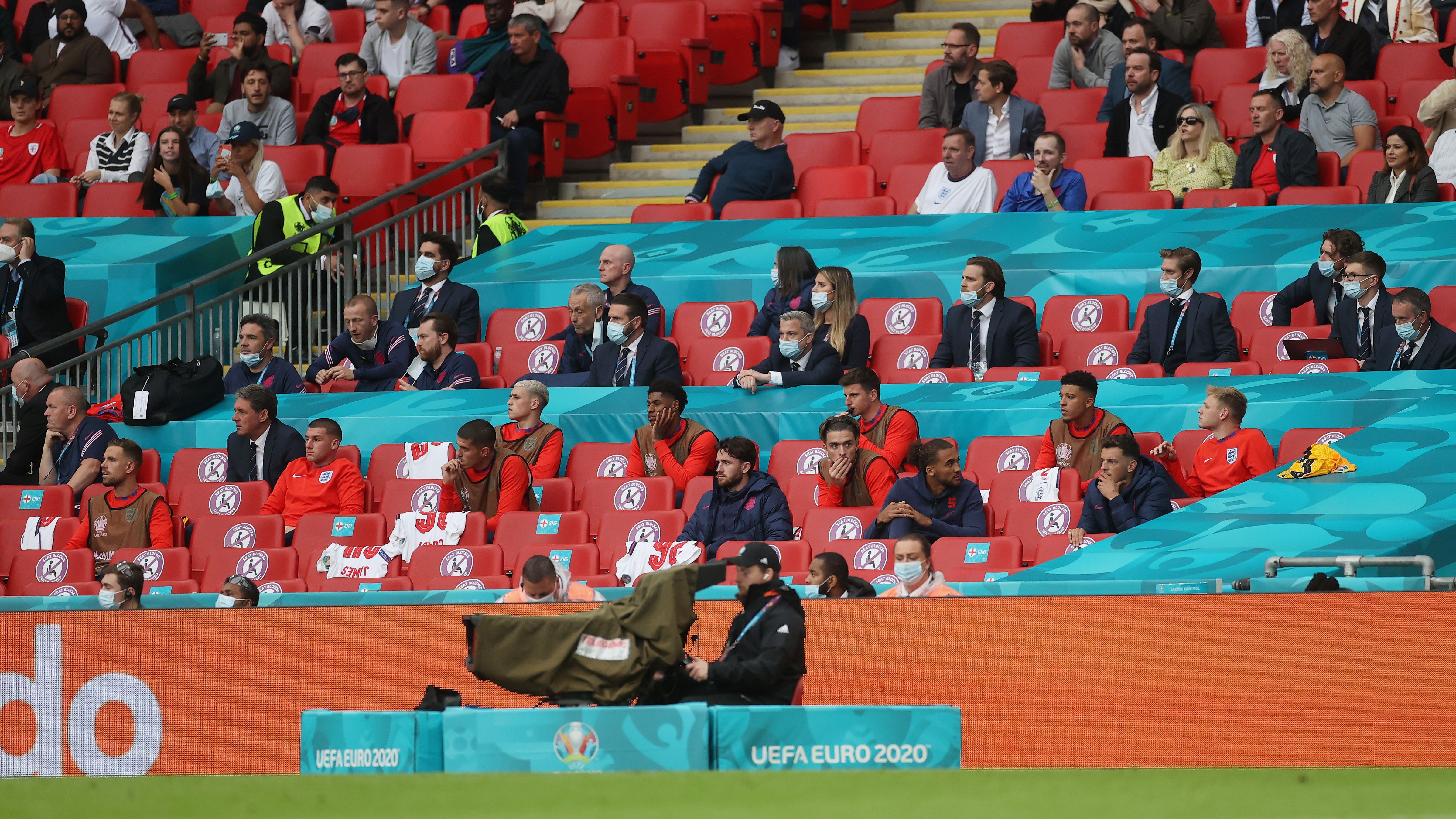 England bench at EURO 2020