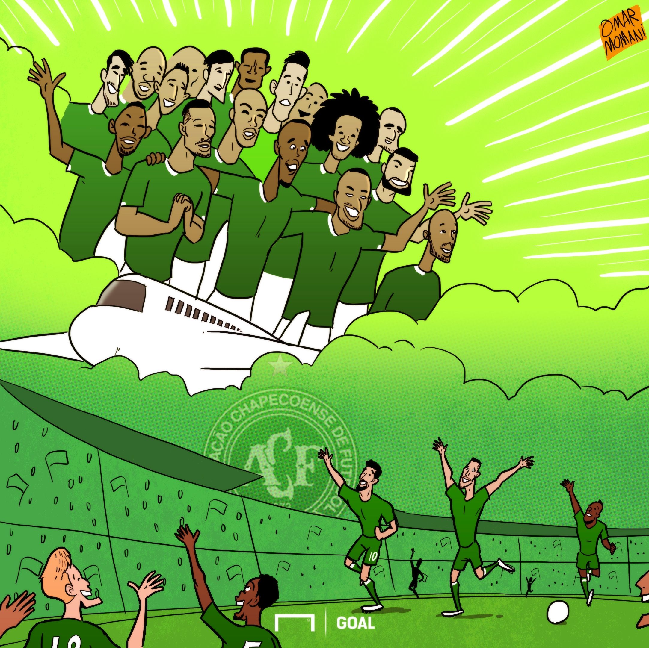 Chapecoense anniversary cartoon
