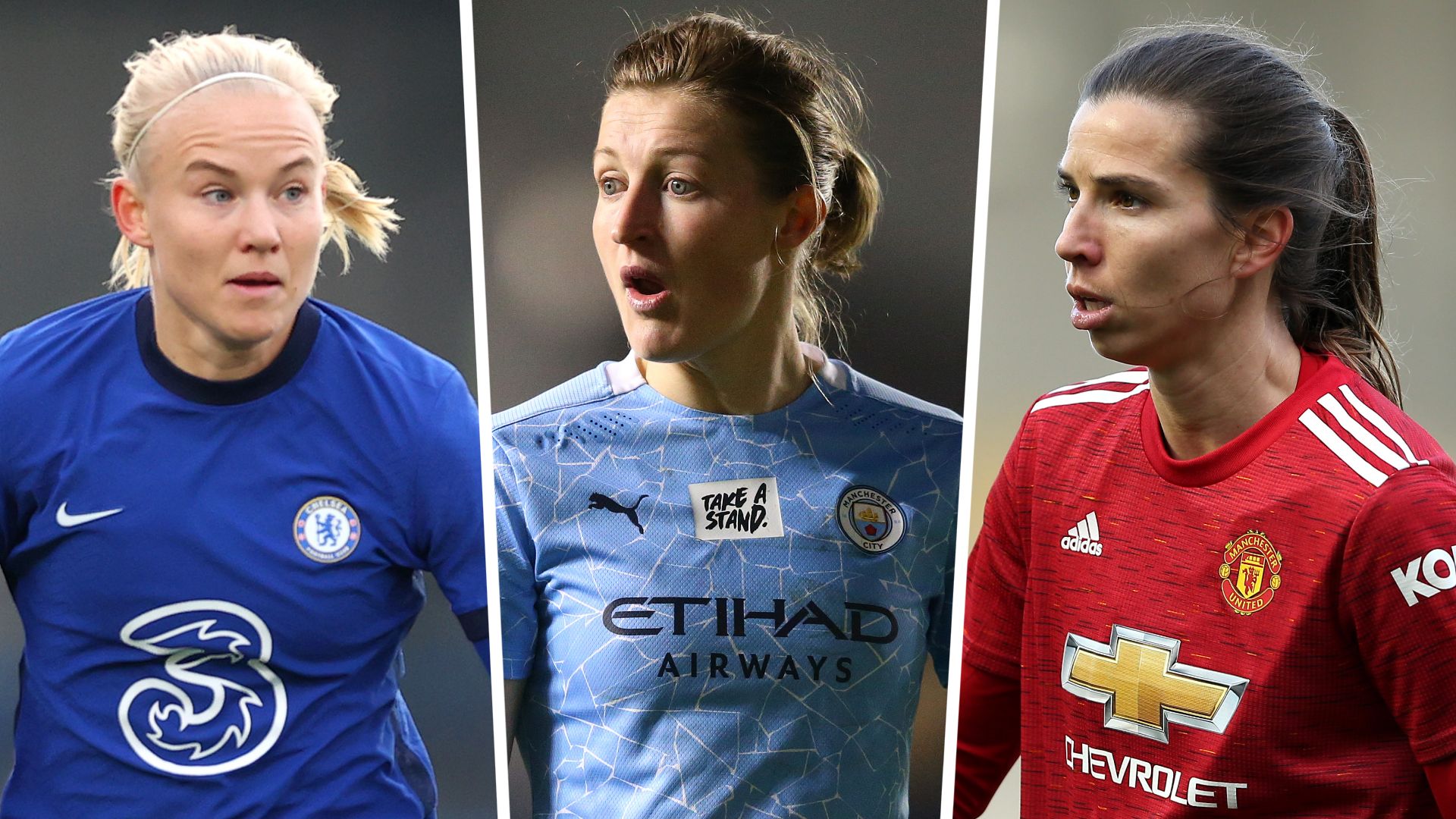 Pernille Harder Ellen White and Tobin Heath