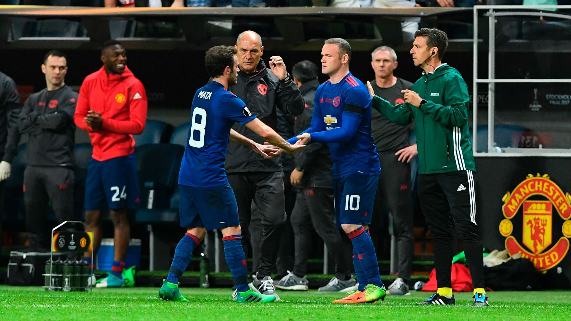 Wayne Rooney Juan Mata Ajax Manchester United UEFA Europa League 05242017