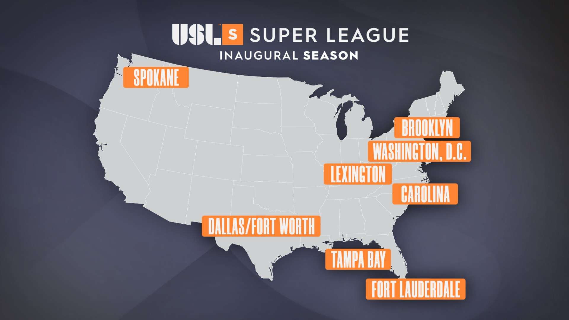USL Super League club location map