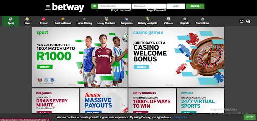 betway homepage screenshot