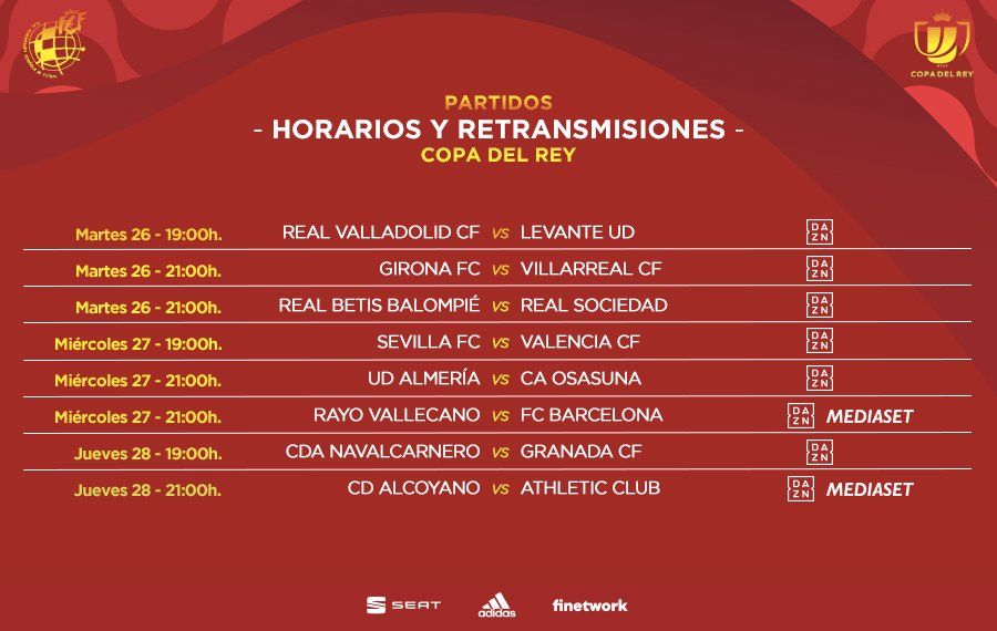 Horarios octavos Copa del Rey