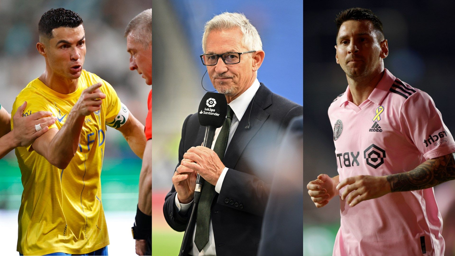 Cristiano Ronaldo, Gary Lineker, Lionel Messi GFX