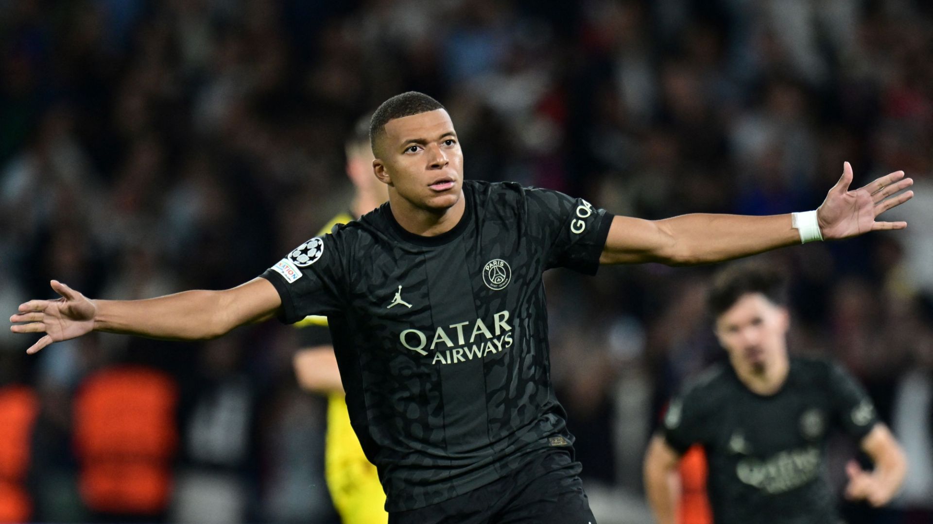 Kylian Mbappé PSG celebration against Borussia Dortmund