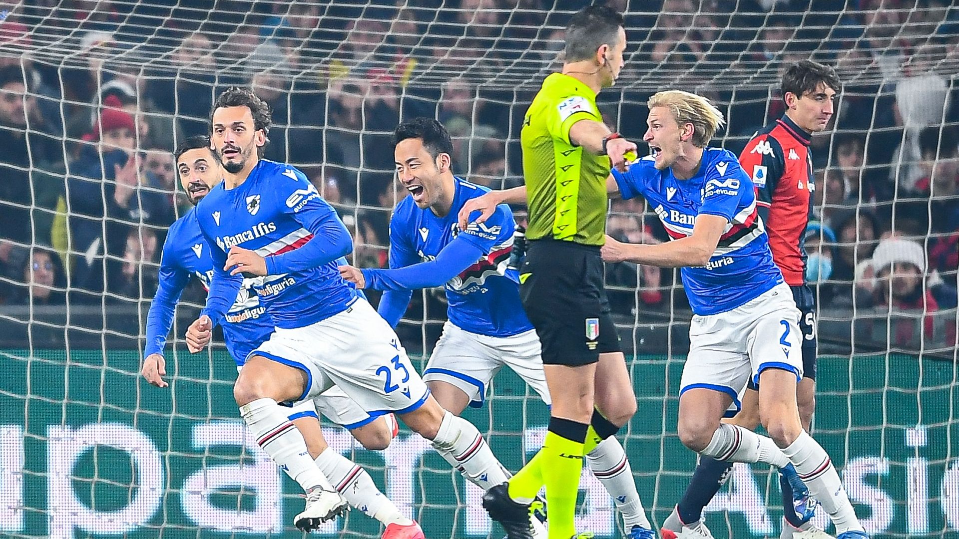 Gabbiadini celebration Genoa Sampdoria Serie A 2021