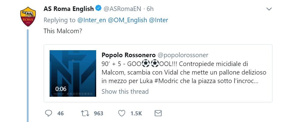 AS Roma and Inter trolling each other
