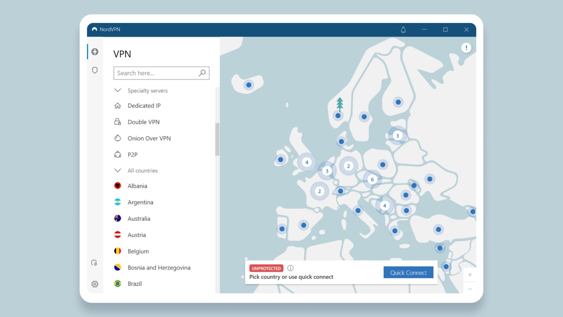 NordVPN in use from US browser