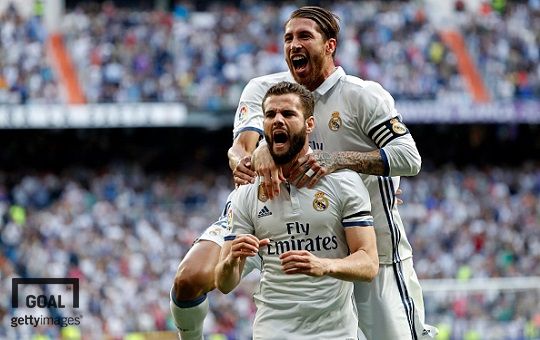 레알 마드리드 수비수 나초 페르난데스(아래)와 세르히오 라모스(위). 사진=게티이미지