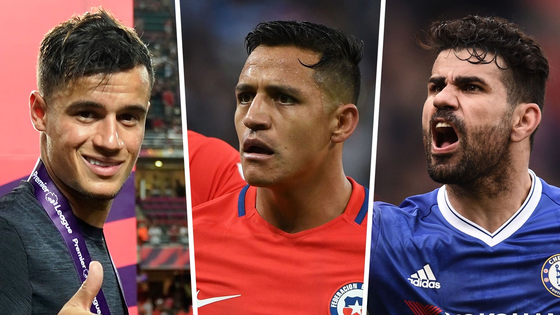 Philippe Coutinho Alexis Sanchez Diego Costa Premier League