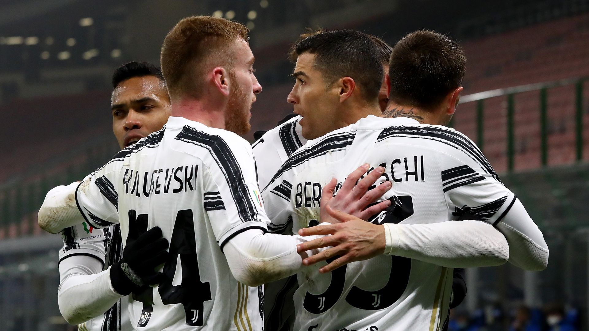 Juventus celebrate Cristiano Ronaldo goal vs Inter, Coppa Italia 2020-21