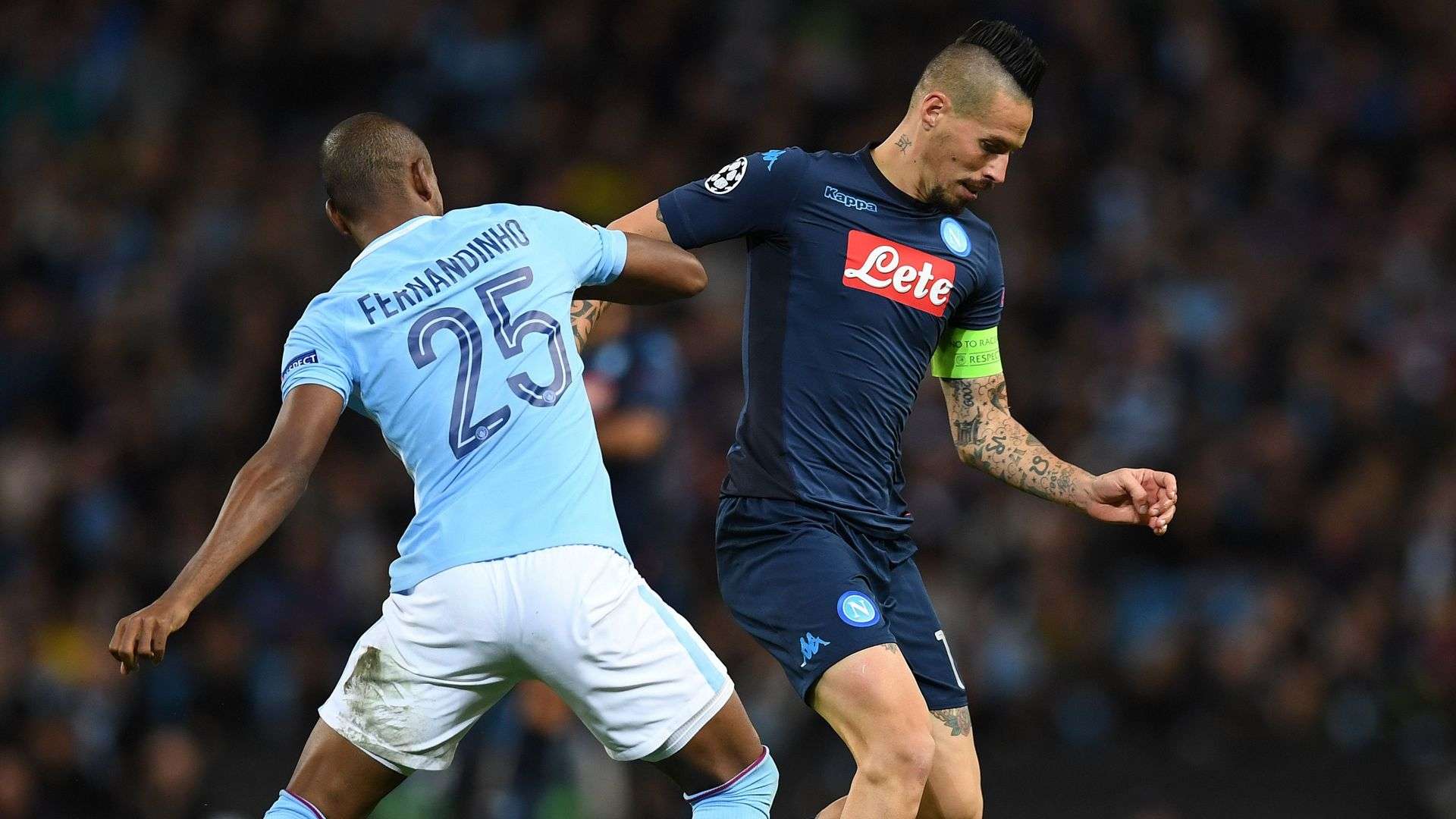 Marek Hamsik Fernandinho Manchester City Napoli UEFA Champions League 17102017