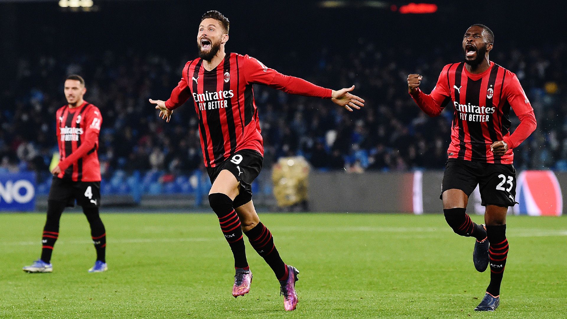 Olivier Giroud Napoli Milan celebrate Serie A