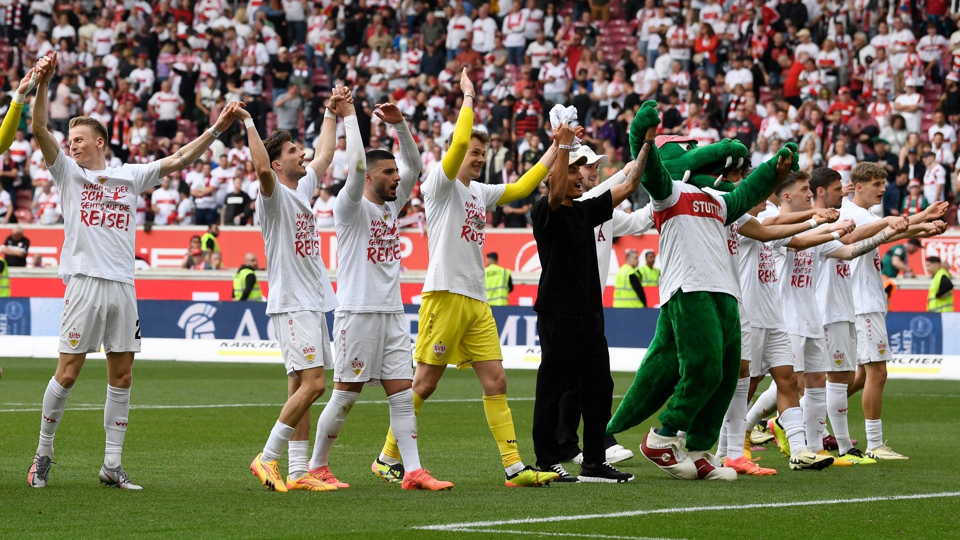 Stuttgart celebrating beating Bayern