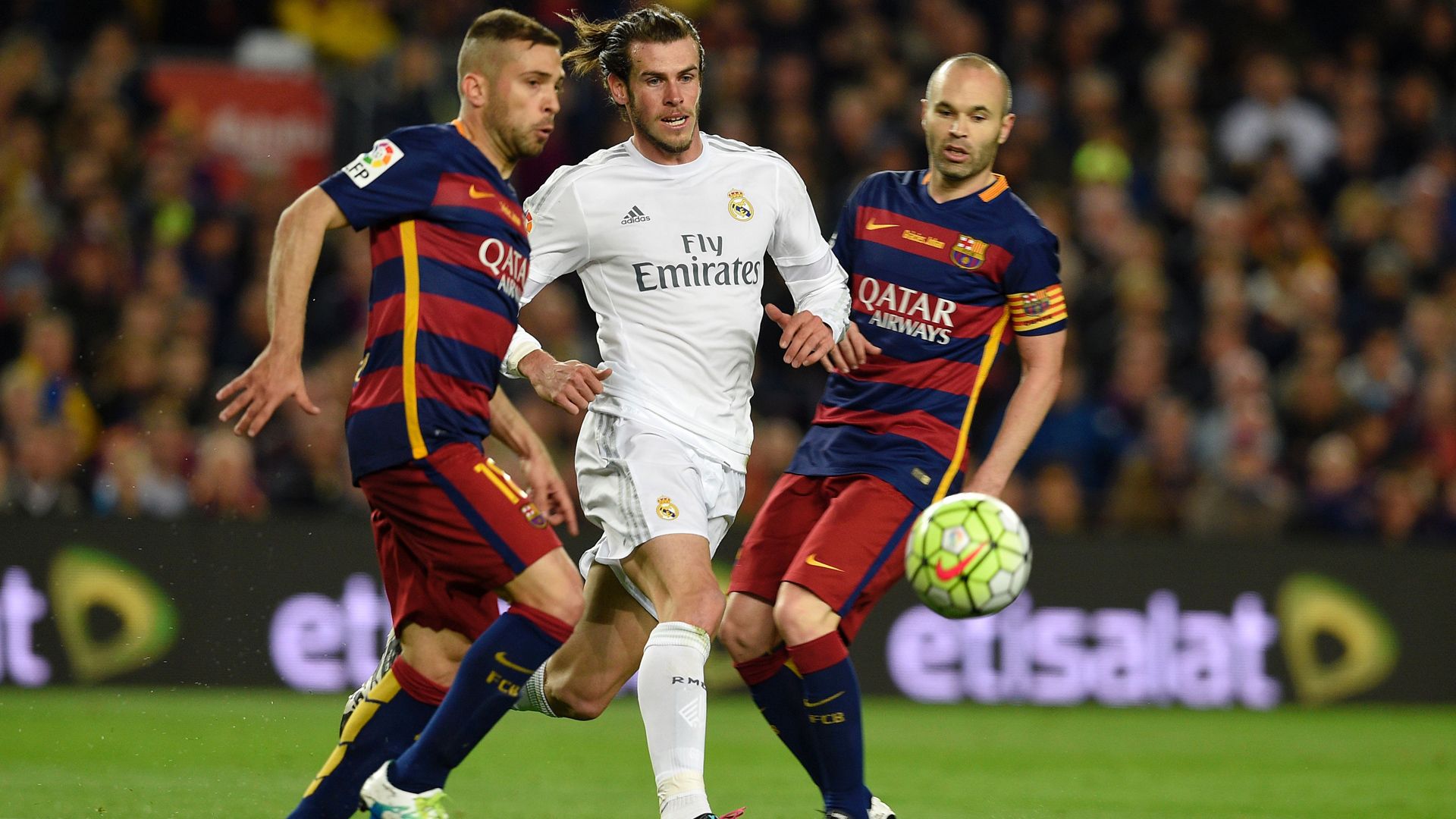 FC Barcelona Real Madrid Jordi Alba Andres Iniesta Gareth Bale 02042016