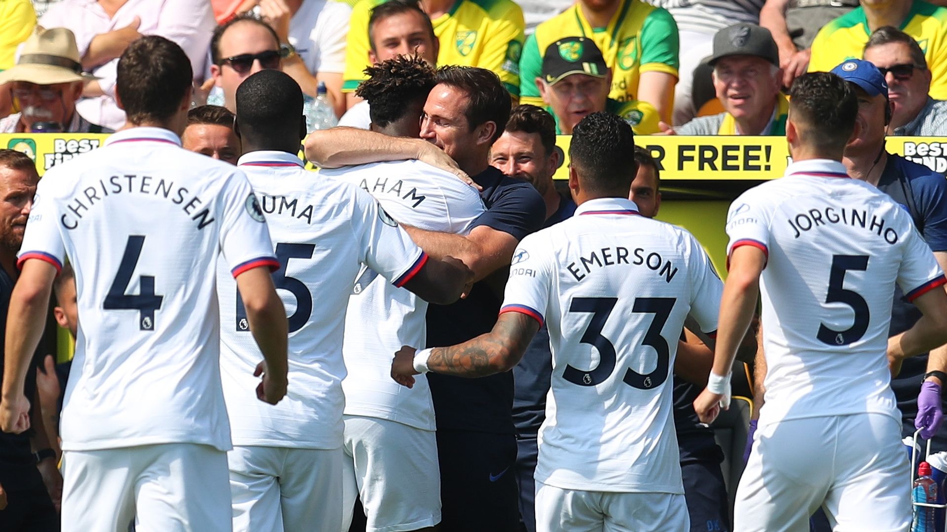 Norwich vs Chelsea, Tammy Abraham's goal celebration