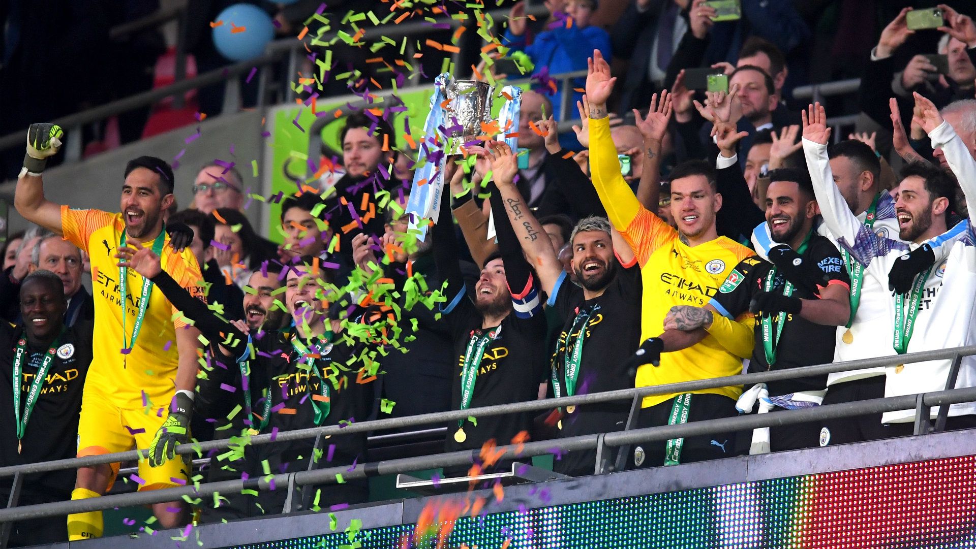 Manchester City celebration vs Aston Villa Carabao Cup final 2019-20