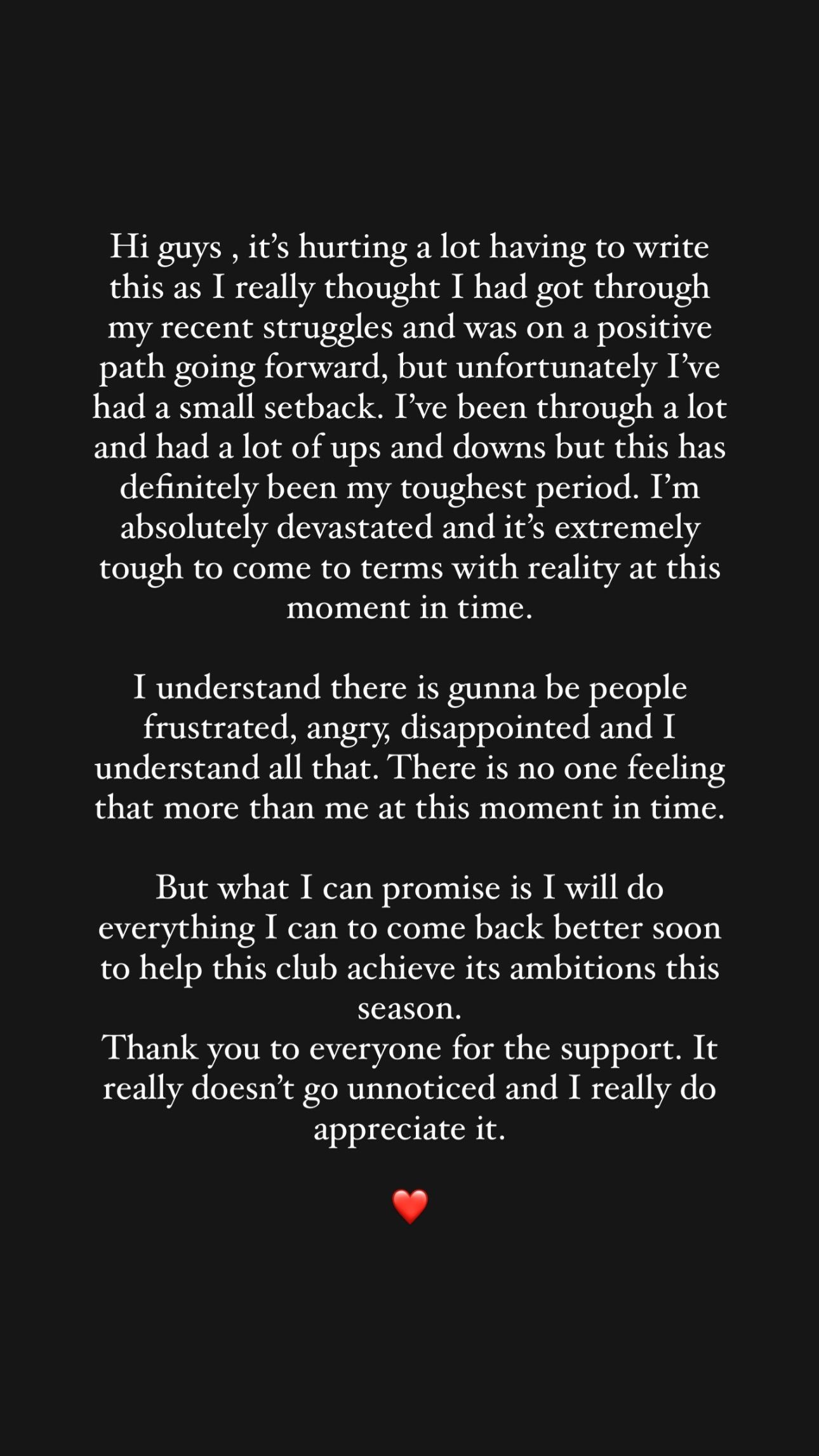 Luke Shaw statement Instagram