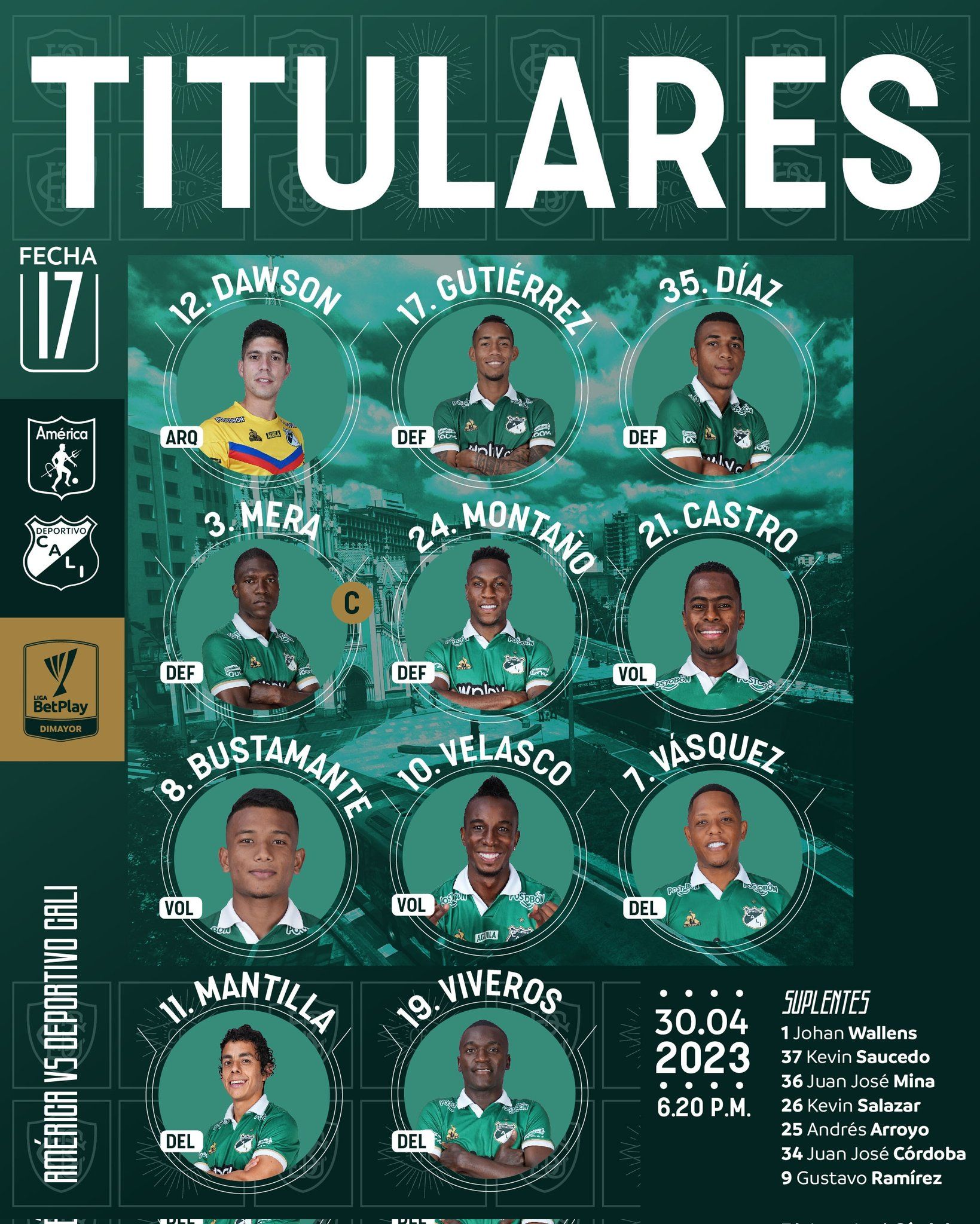 Nómina Cali América Liga BetPlay 2023 I