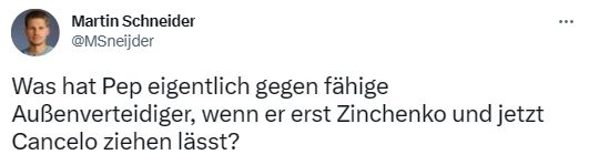 Netzreaktionen Cancelo Bayern