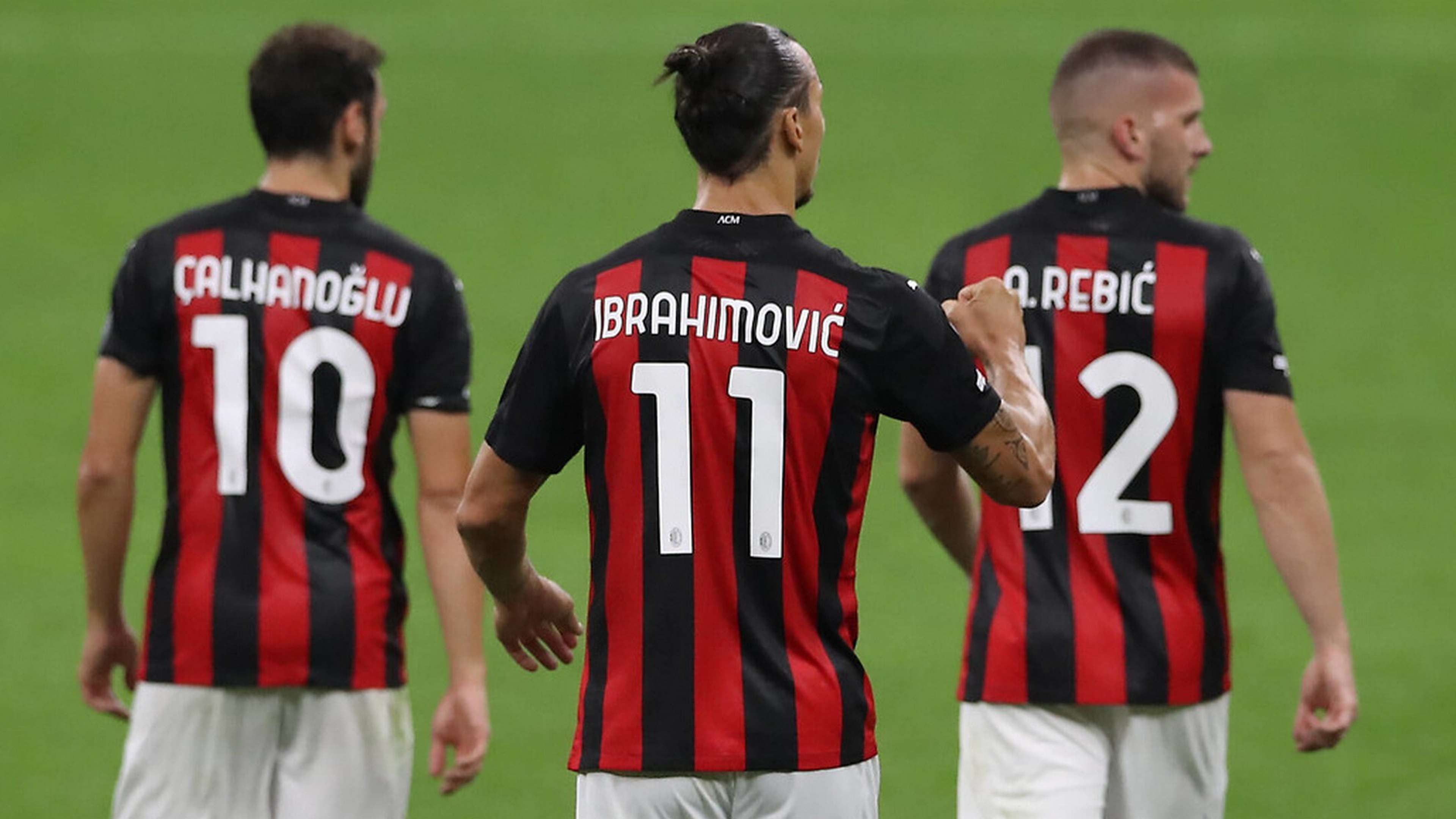 Hakan Calhanoglu Zlatan Ibrahimovic Ante Rebic Milan