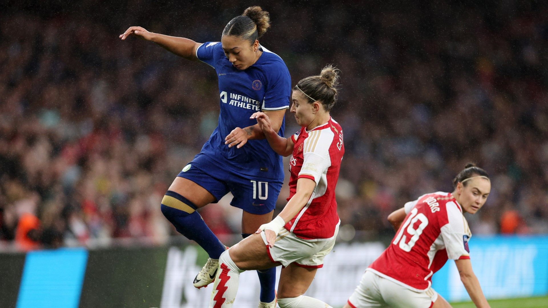 Lauren James Steph Catley Chelsea Arsenal Women 2023-24