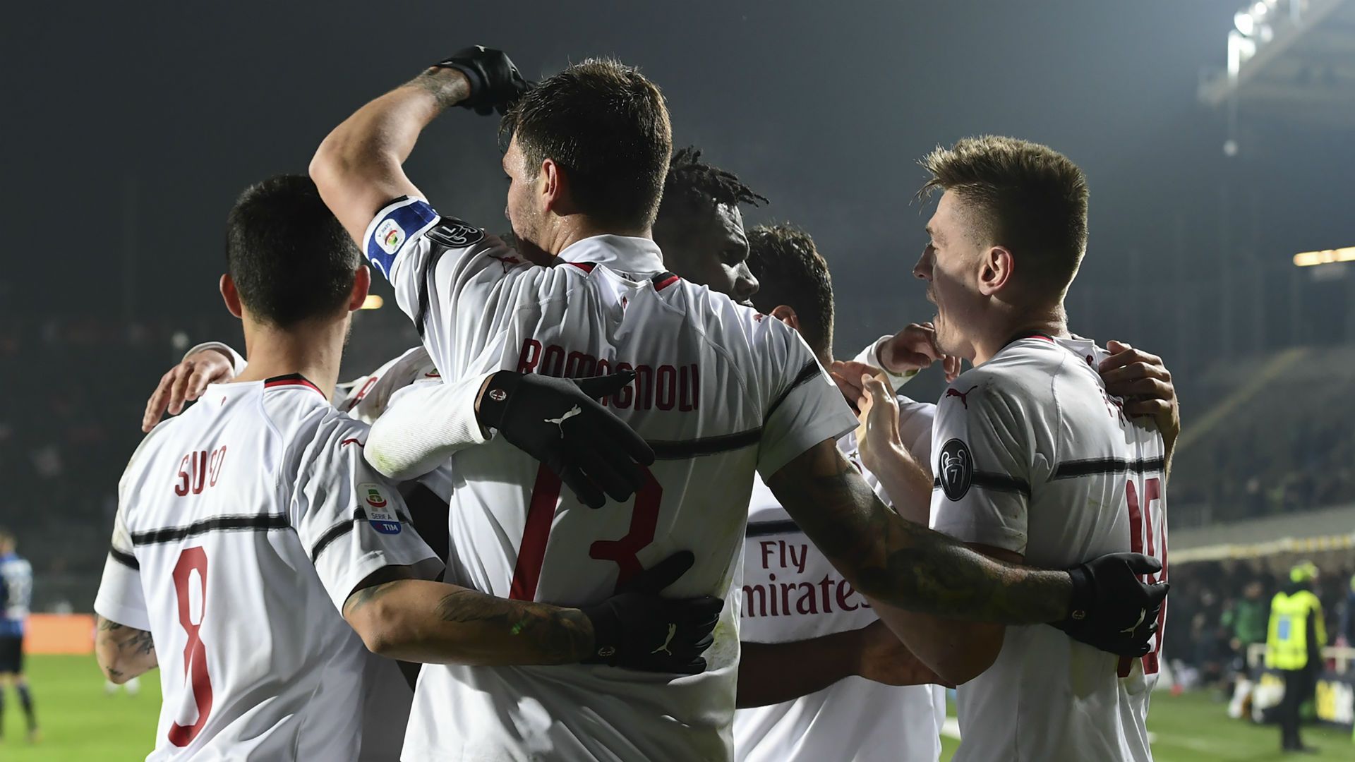 Milan celebrates Piatek vs. Atalanta