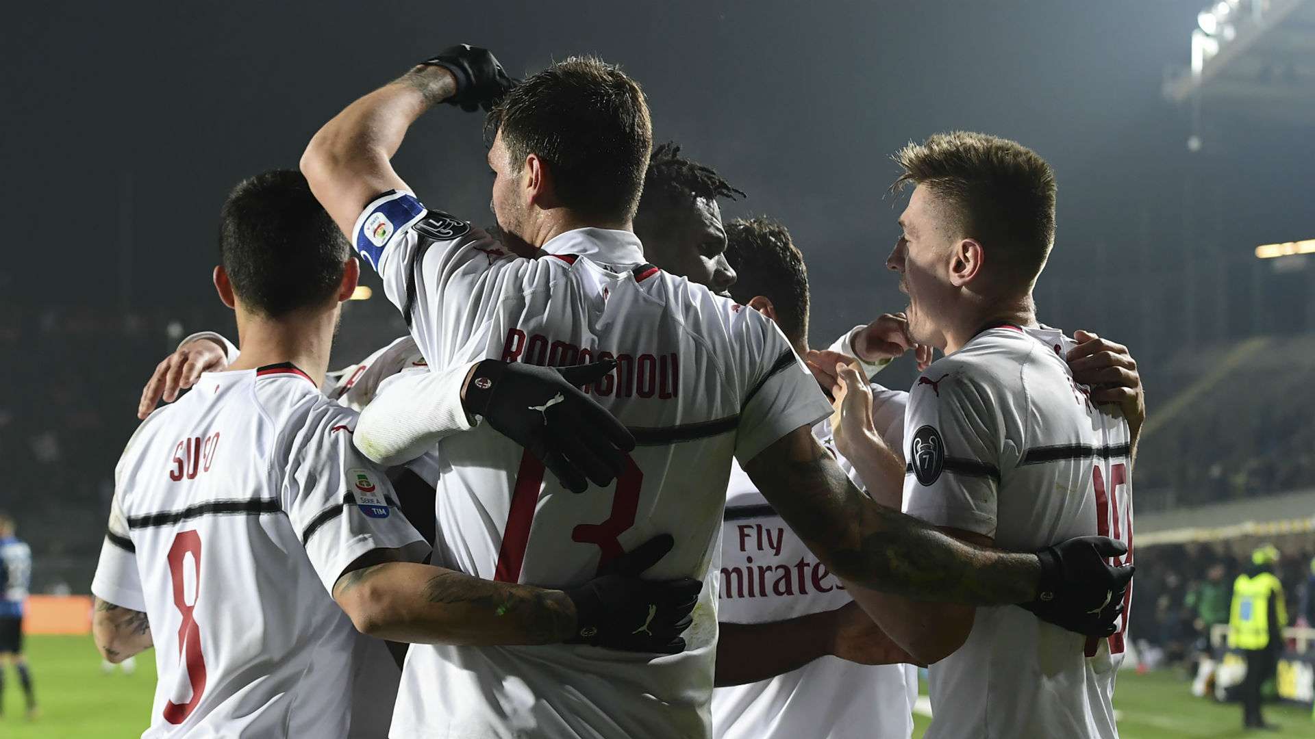 Milan celebrates Piatek vs. Atalanta